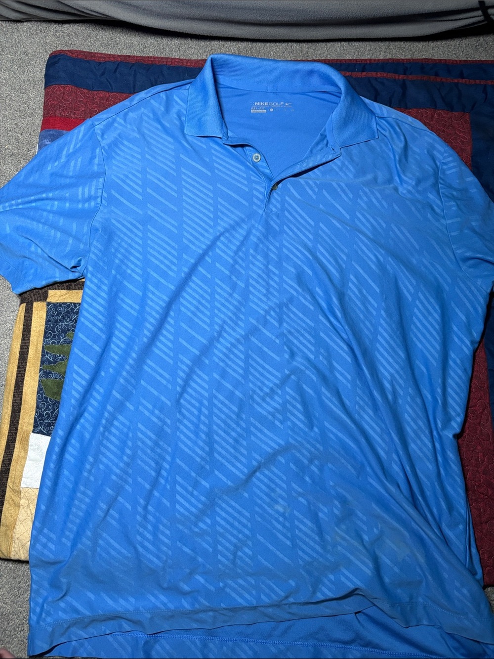 Nike Light Blue Diagonal-Pattern Golf Polo